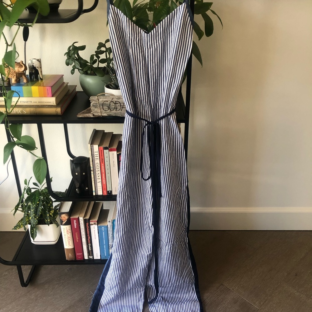 Current Air Blue and White Striped Jumpsuit